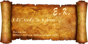 Eötvös Kabos névjegykártya